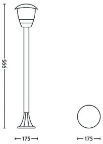 Philips 15383/31/16 - Vonkajšia lampa MYGARDEN CREEK 1xE27/60W/230V