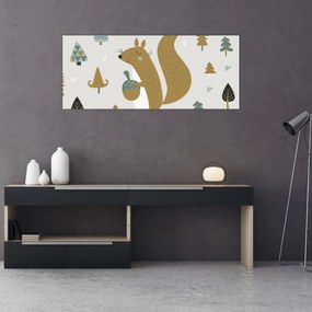 Obraz - Veverička s orieškom (120x50 cm)