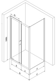 Mexen Apia, sprchový kút s posuvnými dverami 120 (dvere) x 90 (stena) cm, 6mm číre-pásy sklo, chrómový profil, 840-120-090-01-20