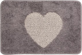 Šedá kúpeľňová predložka so srdiečkom - 58*38*1 cm