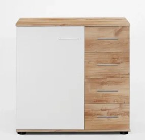 Komoda so zásuvkami Nora, dub doskový/biela%