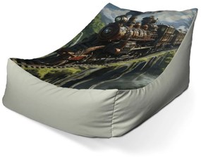 Sablio Sedací vak Lounge Parná lokomotíva na viadukte - 80 x 95 x 50 cm