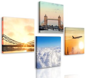 Set obrazov západ slnka nad Londýnom