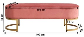 Kondela Dizajnová lavica, ružová Velvet látka/gold chróm-zlatý, MIRILA NEW