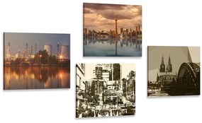 Set obrazov priemyselné mesto s abstrakciou - 4x 60x60