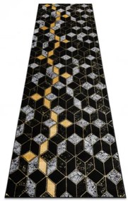 Koberec / Behúň GLOSS 400B 86 glamour, art deco, 3D geometrický - čierny / zlatý