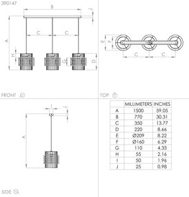 Eglo 390147 - Luster na lanku OLTAMAR 3xE27/40W/230V krémová