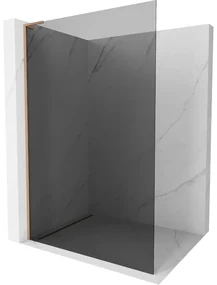 Mexen Kioto L, sprchová zástena Walk-In 120 x 200 cm, 8mm šedé sklo, medený matný profil, 800-120-103-65-40