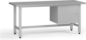 Výškovo nastaviteľný dielenský stôl G5, 1800 x 750 x 800-1000 mm, 1x skrinka, sivá