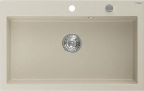 Mexen Elix kuchynský drez z umelého kameňa 1-komorový 800 x 500 mm, béžový, sifón chróm - 6527801005-69