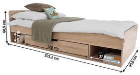 Tempo Kondela Posteľ 1S/90, dub sonoma, TEYO