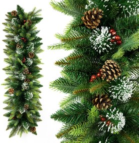 Girlanda Smrek s jarabinou, šiškou a bielymi trblietkami 3D