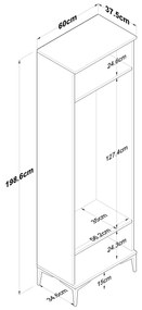 Šatníková skriňa Daboko 1 (orech + biela) . Vlastná spoľahlivá doprava až k Vám domov. 1093933