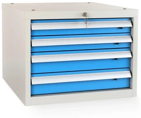 Skrinka pre dielenský stôl Solid, 4 zásuvky, modrá - ral 5012