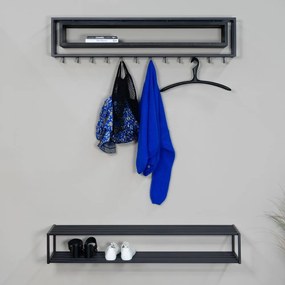 Čierny kovový nástenný vešiak s poličkou School – Spinder Design