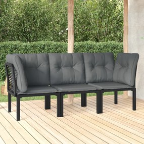3-dielna záhradná sedacia súprava polyratan čierna sivá 3187731