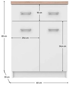 Komoda Topta Typ 41 2D1S60 (biela + dub sonoma). Vlastná spoľahlivá doprava až k Vám domov. 1075470