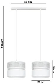 Luster na lanku LIMA 2xE27/60W/230V strieborná/biela