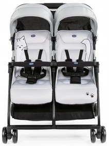Chicco - Športový kočík pre dvojčatá OHLALA TWIN Silver Cat strieborná