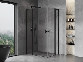 Mexen, Mexen Mist L Duo výklopný sprchový kút 120 x 115 cm, priehľadný, čierny - 8A4L-120-115-70-00