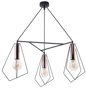 Jupiter 1666 - Luster na lanku KAIR 3xE27/60W/230V čierna/meď