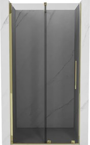 Mexen Velar, posuvné sprchové dvere do otvoru 100 cm, 8mm šedé sklo, zlatá lesklá, 871-100-000-41-50