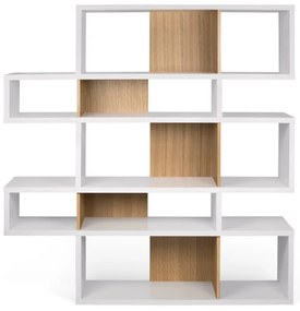 Biela knižnica s detailmi v dekore dubového dreva TemaHome London