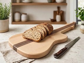 AMADEA Drevená doštička v tvare gitary, masívne drevo, 45x20x2 cm