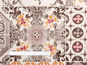 Biante Bavlnený oválny obrus Sandra SA-416 Hnedé dlaždice s ornamentami na krémovom 100x140 cm