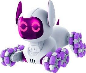 LEAN Toys Robotický pes TOOBY s diaľkovým ovládaním RC, 360°, svetlá, zvuky, bielo-fialový