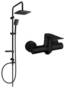 Mexen Sven sprchová zostava s dažďovou sprchou a sprchová batéria Pecos, čierna matná, 72740262-70