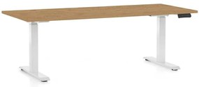 Výškovo nastaviteľný stôl OfficeTech D, 180 x 80 cm, biela podnož, dub kamenný