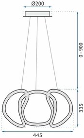 Toolight, LED závesné svietidlo + diaľkový ovládač 60W APP386-CP, zlatá, OSW-06902