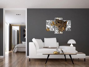 Obraz - Leopard medzi kvetmi (90x60 cm)