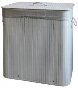 Bambusový kôš na bielizeň – 3 komory, 150 l biela