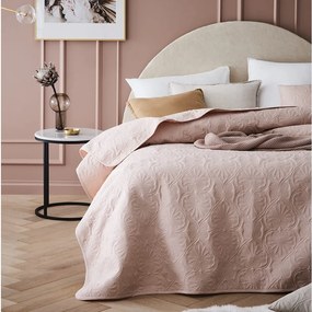 Púdrovo rúžový prehoz na posteľ s ornamentom 240 x 260 cm