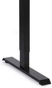 Ergonomický výškovo nastaviteľný stôl, 180x120 cm, 2 motory, L/P, čierna podnož, orech