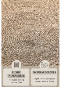 Sivobéžový obojstranný jutový okrúhly koberec ø 100 cm Braided Grey – Hanse Home