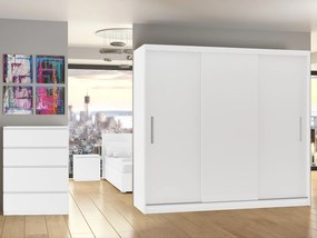 Šatníková skriňa 232 cm Belini biely mat s posuvnými dverami  SI SZP4/2/1W/3W/0/AL