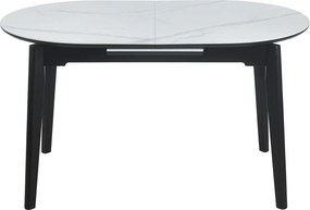 Vintino Rozkladací jedálenský stôl ELIAN 140–180 cm – biely mramor / čierna