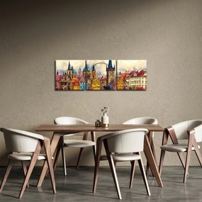 Obraz - Jeseň v maľovanom meste (s hodinami) (90x30 cm)