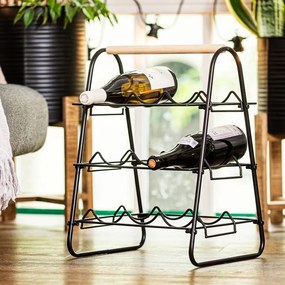 Kovový stojan na víno pre 9 fliaš