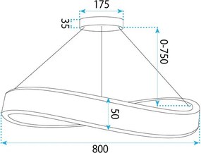 Toolight Toolight, LED závesné svietidlo, 80cm, 70W, 4000K, 5000lm SWE068-CP, zlatá lesklá, OSW-20168
