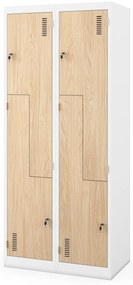 Šatňová skrinka typu L so štyrmi priehradkami, biela/dub Sonomaová, 800x1850x450 mm: JULIA Eco Design