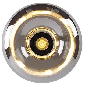 Stropné svietidlo v štýle Art Deco čierne s dymovým sklom - Busa