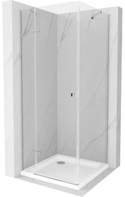 Mexen Roma, sprchovací kút 80 (dvere) x 80 (stena) cm, 6mm číre sklo, chrómový profil + slim sprchová vanička 5cm, 854-080-080-01-00-4010