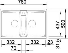 Granitový drez Blanco LEXA 8 InFino antracit s excentrom