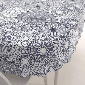 Biante Bavlnený oválny obrus Sandra SA-274 Tmavo modré mandaly na bielom 140x180 cm