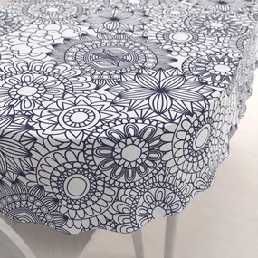 Biante Bavlnený oválny obrus Sandra SA-274 Tmavo modré mandaly na bielom 140x200 cm