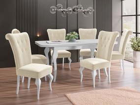 Rozkladací stôl Julia so 6 stoličkami ST63, Dostupné poťahy: Magic Velvet 2250, Farby: biela / biely lesk